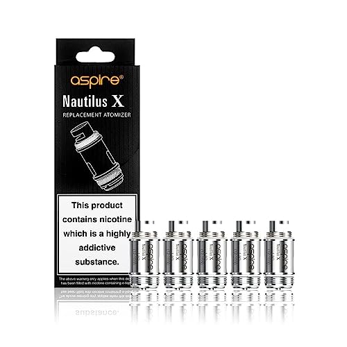 Aspire Nautilus X 1,8 ohm Ω Evaporador (Paquete con 5 unidades) solo para Nautilus X Evaporador Tank, Sin nicotina, 0 mg Nicotina
