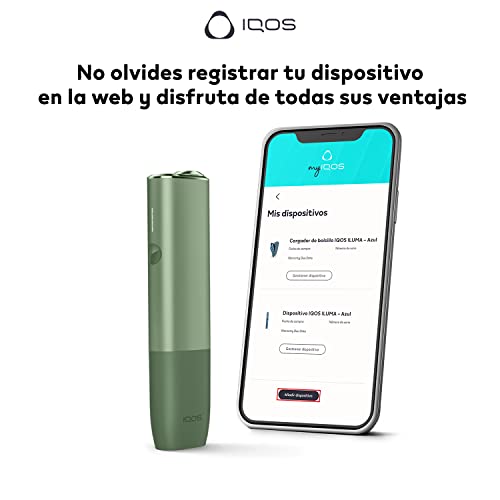 IQOS ILUMA ONE - Dispositivo para Calentar Tabaco, Todo en Uno, Diseño Compacto, Sin Humo, Olor, Ceniza o Residuos, Tecnología Smartcore Induction System - Color Verde
