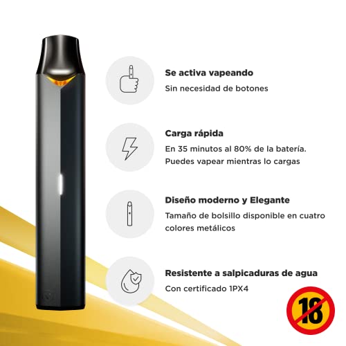 VUSE Vaper recargable ePod 2, Sin Nicotina, Recargas para vaper no incluidas, cigarrillo electrónico reutilizable, vapeador Negro